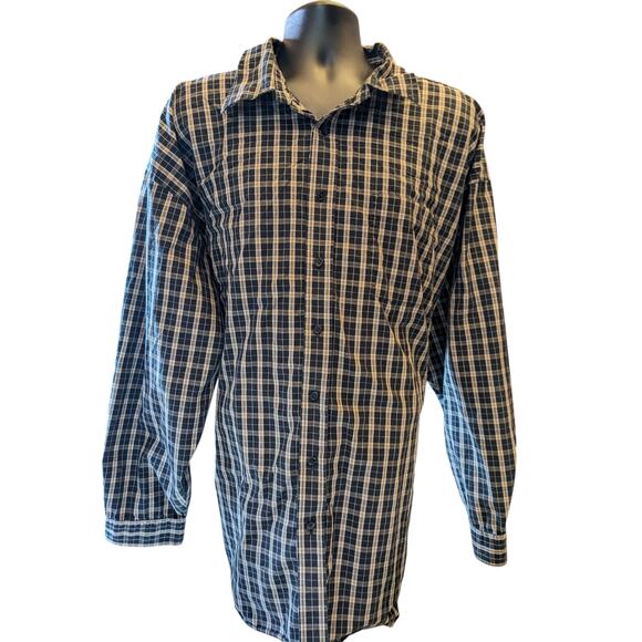 Van Heusen Studio Shirt Mens 3XLT Button Up Long Sleeve Cotton Plaid Blue Gray - Picture 11 of 15